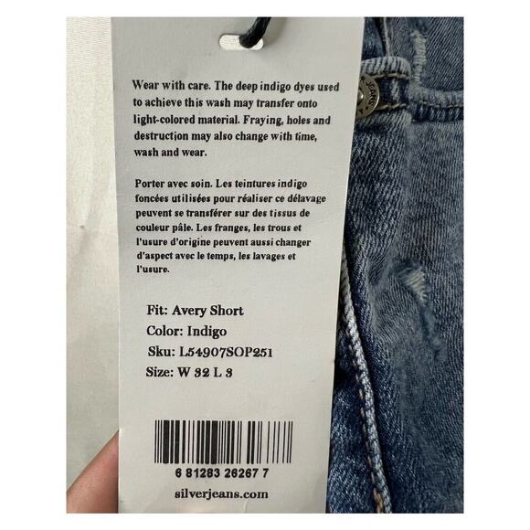 Silver Jeans Womens High Rise Curvy Distressed Jean Shorts Size 32 - Picture 2 of 7